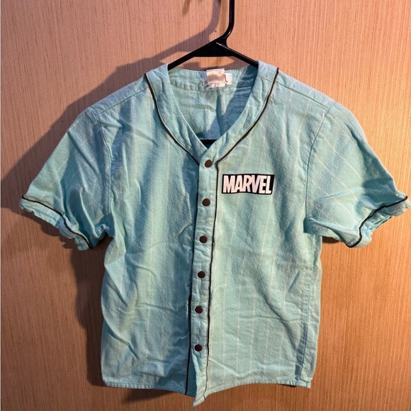 Marvel Other - Marvel Kids Light Blue Baseball Jersey Size 6